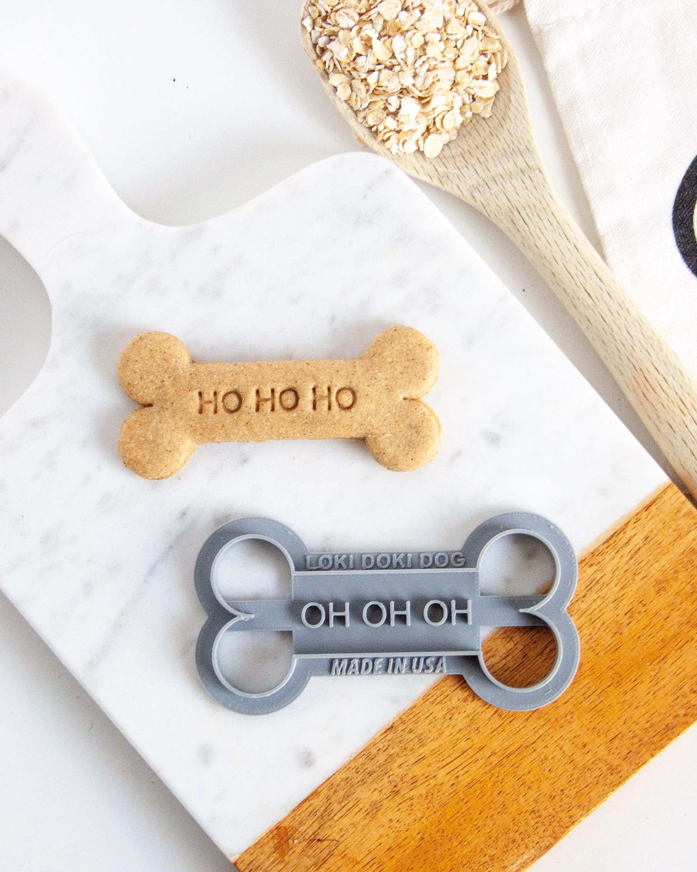 "Ho Ho Ho" Cookie Cutter-  Bone Shaped Christmas Dog Cookie Cutter