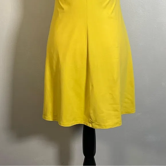 Ralph Lauren Yellow Halter Neck Ring Cutout Beads Sleeveless Dress M
