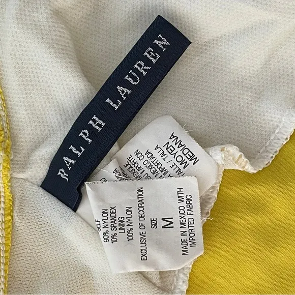 Ralph Lauren Yellow Halter Neck Ring Cutout Beads Sleeveless Dress M