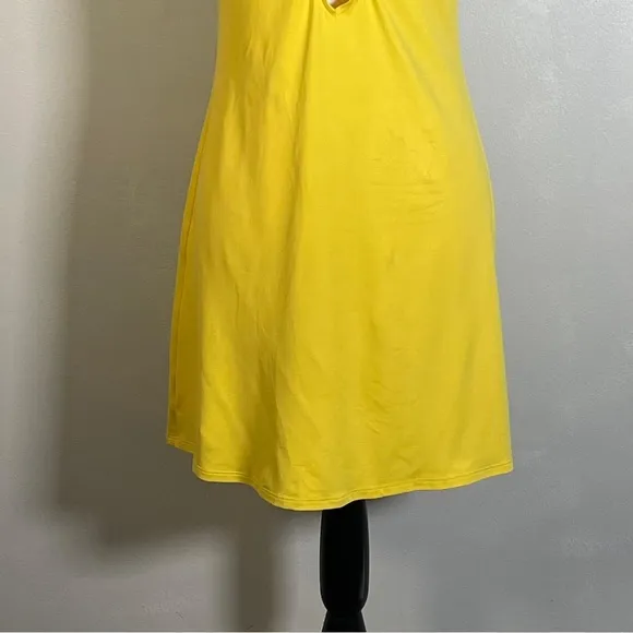 Ralph Lauren Yellow Halter Neck Ring Cutout Beads Sleeveless Dress M