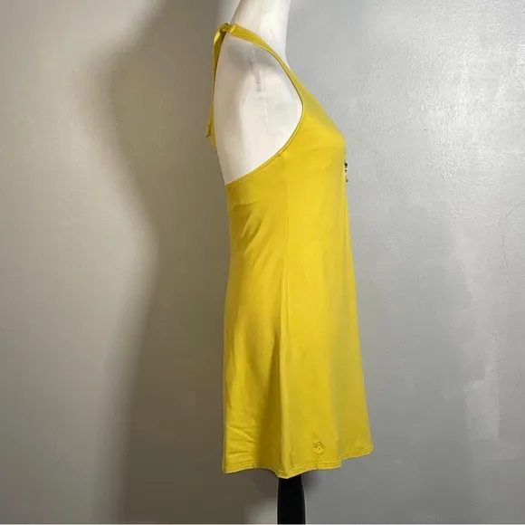Ralph Lauren Yellow Halter Neck Ring Cutout Beads Sleeveless Dress M