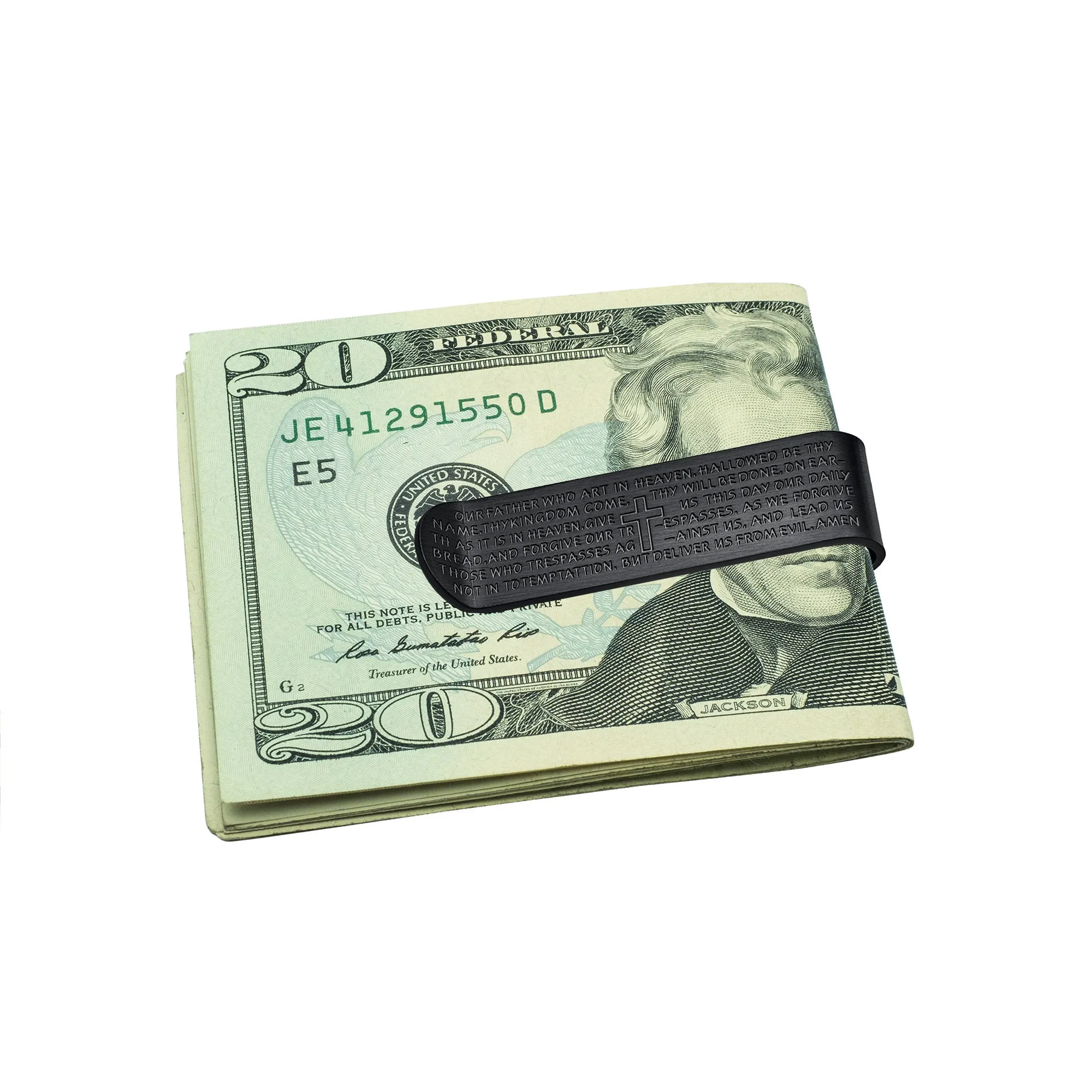 Religious Mantra Cross Money Clip Card Holder for Men - Stainless Steel Gift