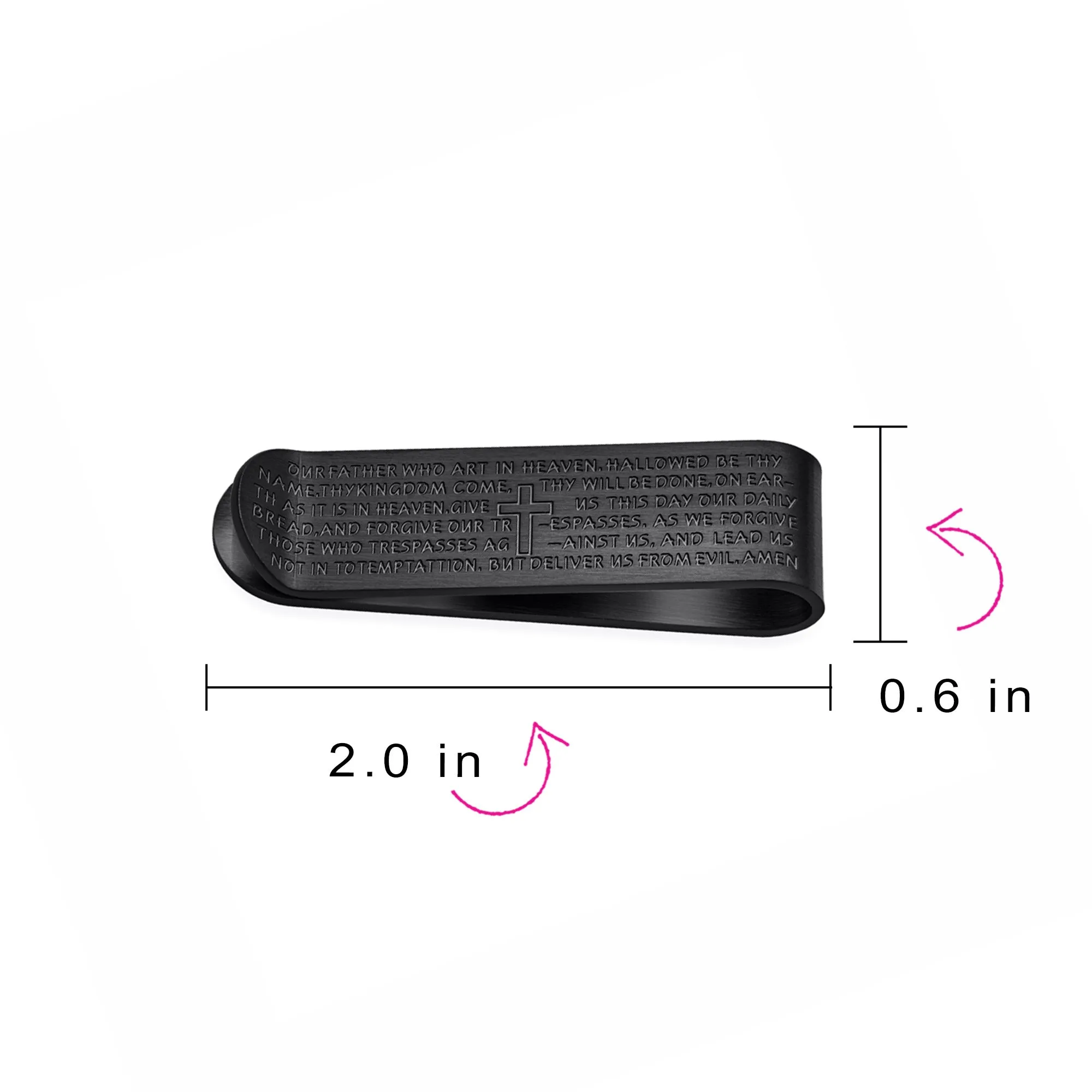 Religious Mantra Cross Money Clip Card Holder for Men - Stainless Steel Gift
