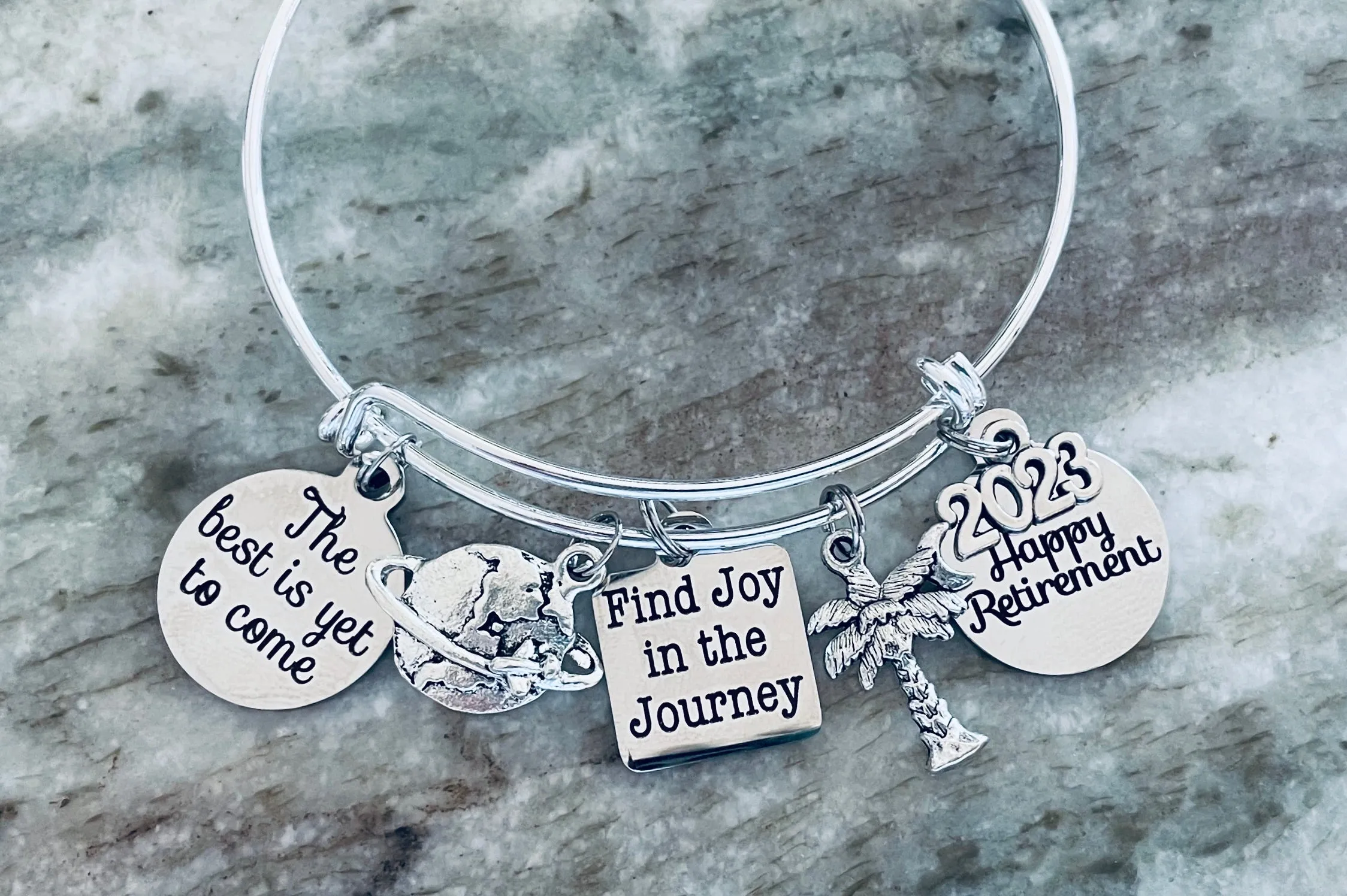 Retirement Gift for Women The Best is Yet to Come Expandable Charm Bracelet Silver Adjustable One Size Fits All Co-worker Gift