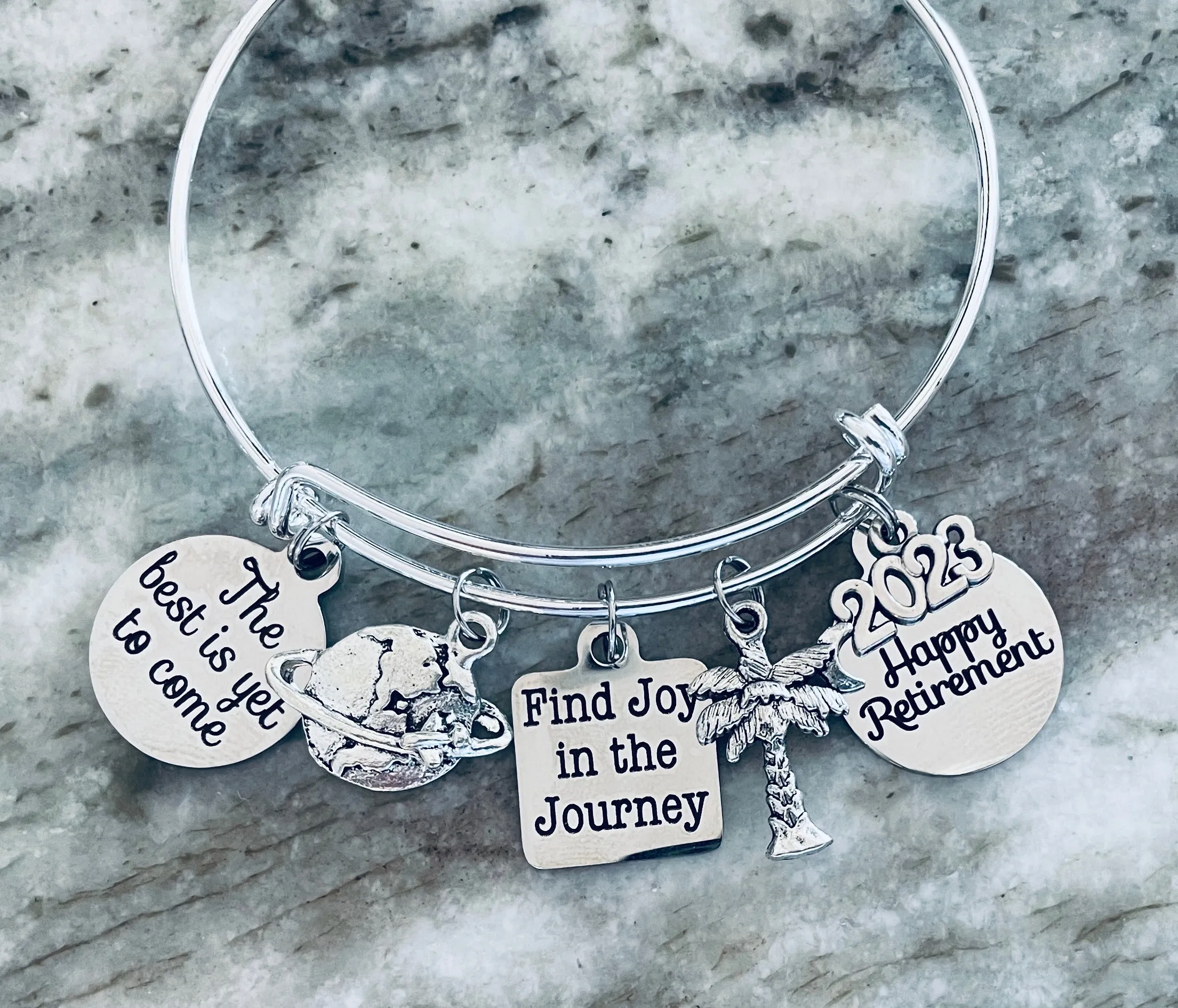 Retirement Gift for Women The Best is Yet to Come Expandable Charm Bracelet Silver Adjustable One Size Fits All Co-worker Gift