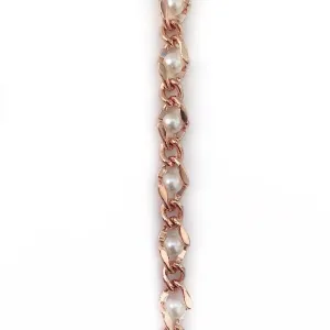 Rose Gold Pearl Link Chain by the Inch (#837RG)