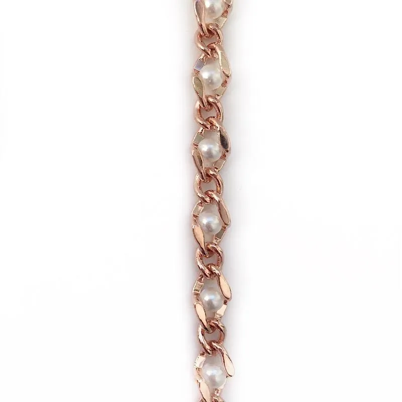 Rose Gold Pearl Link Chain by the Inch (#837RG)