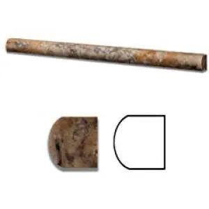 Rustic Gold Travertine Honed 3/4 X 12 Bullnose Liner Trim Molding - Standard Quality - BOX of 15 PCS