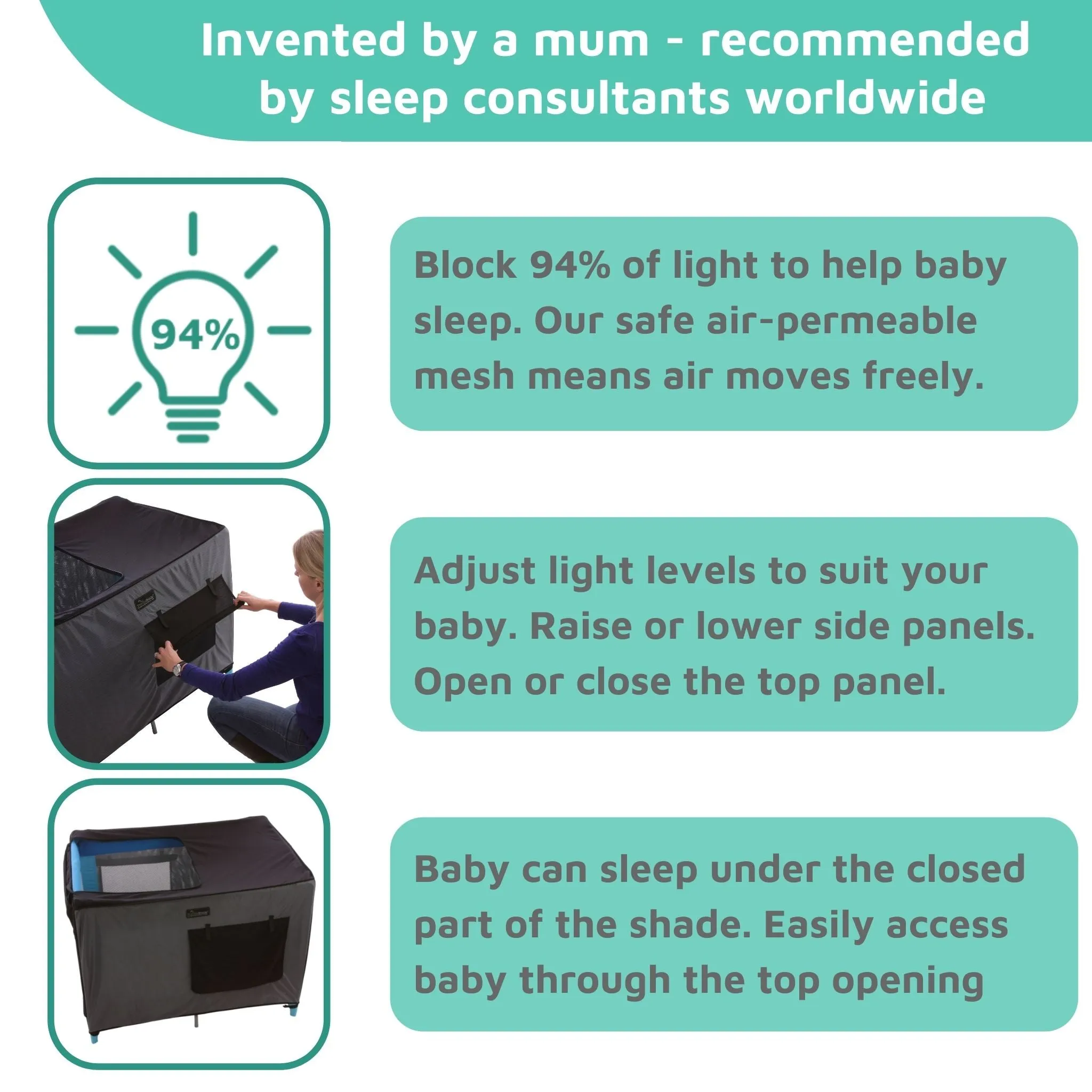 SAVE 10% | Toddler Sun and Sleep Bundle | SnoozeShade pushchair sun shade and travel cot blackout cover