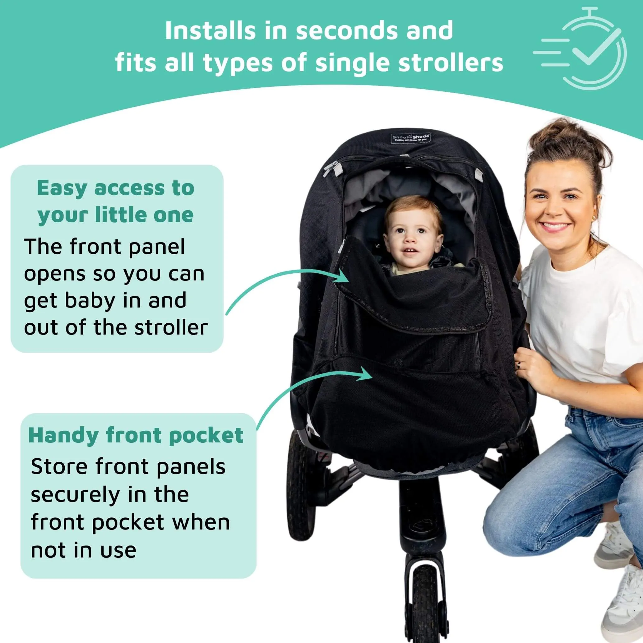 SAVE 10% | Toddler Sun and Sleep Bundle | SnoozeShade pushchair sun shade and travel cot blackout cover