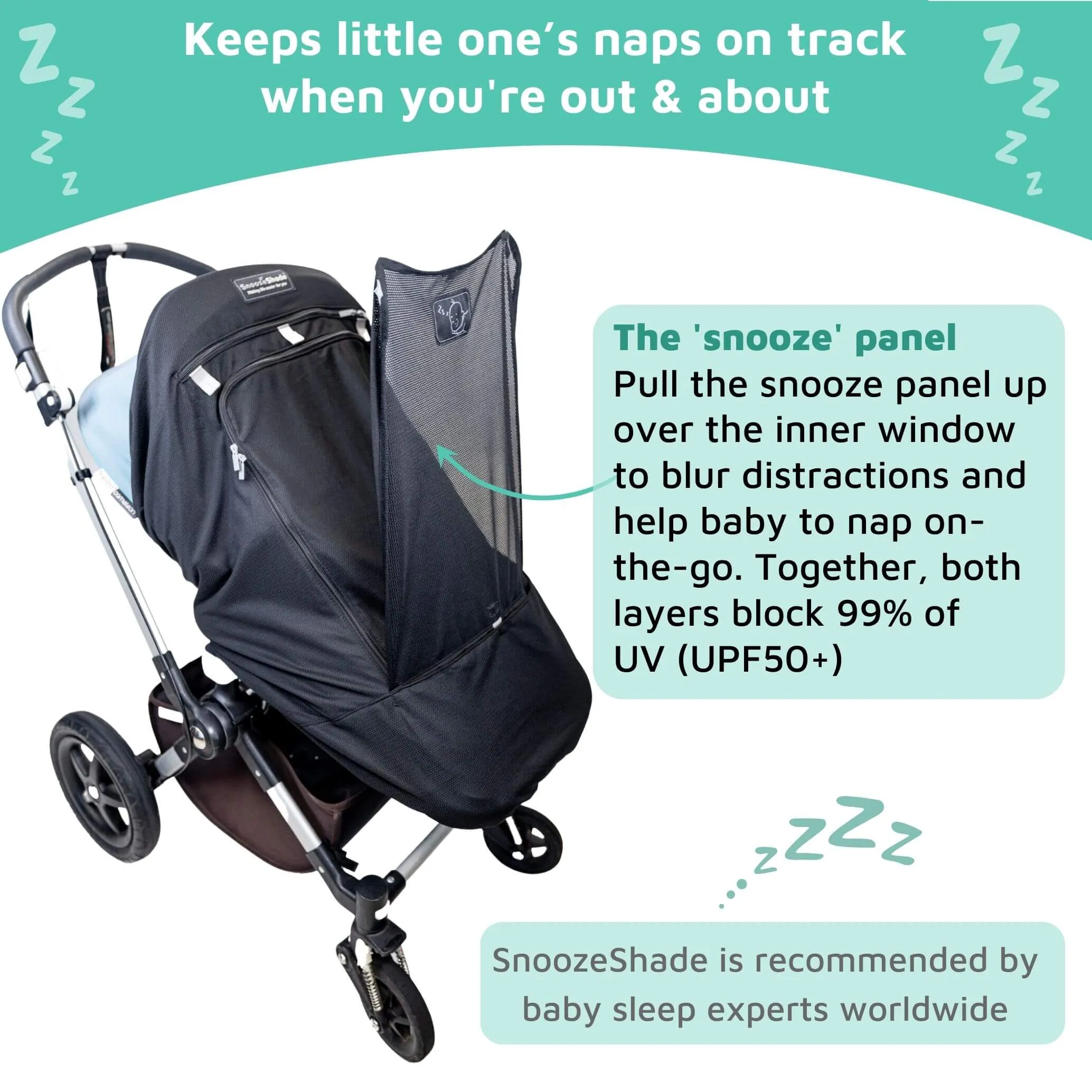 SAVE 10% | Toddler Sun and Sleep Bundle | SnoozeShade pushchair sun shade and travel cot blackout cover