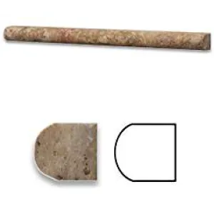 Scabos Travertine Honed 3/4 X 12 Bullnose Liner Trim Molding - Box of 5 pcs.