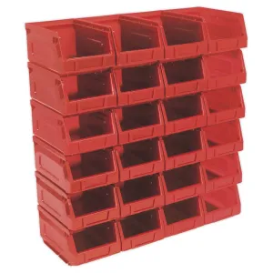 Sealey Plastic Storage Bin 105 x 165 x 85mm - Red Pack of 24
