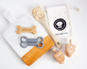 Shalom Cookie Cutter -  Bone Shaped Hanukkah Dog Cookie Cutter