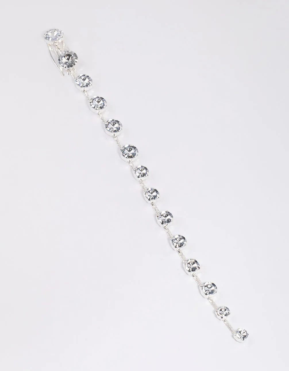 Silver Round Crystal Hair Clip