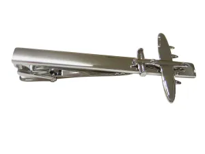 Silver Toned Bomber Plane Square Tie Clip