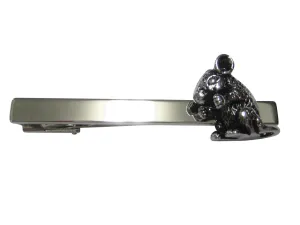 Silver Toned Detailed Chinchilla Square Tie Clip