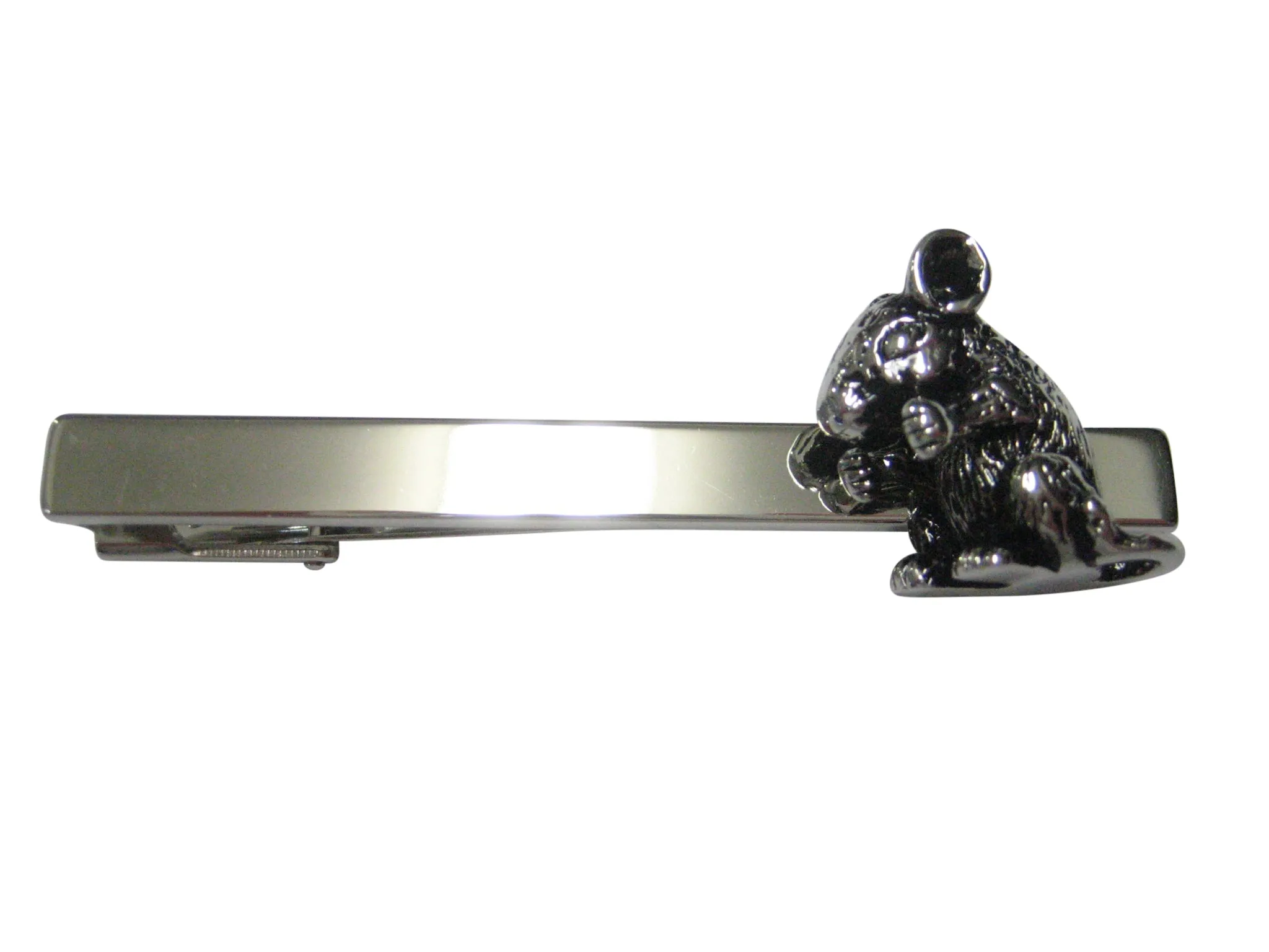 Silver Toned Detailed Chinchilla Square Tie Clip