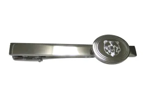 Silver Toned Etched Oval Bear Head Tie Clip