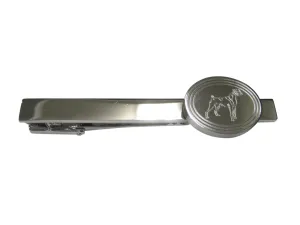 Silver Toned Etched Oval Boxer Dog Tie Clip