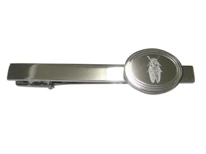 Silver Toned Etched Oval Cicada Bug Tie Clip