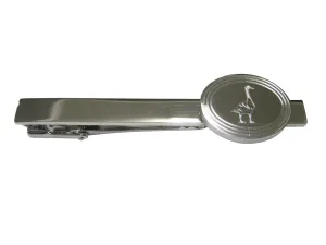 Silver Toned Etched Oval Goose Bird Tie Clip