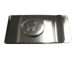 Silver Toned Etched Oval Sheep Money Clip