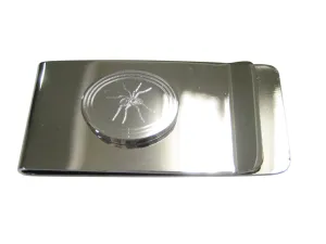 Silver Toned Etched Oval Side Facing Spider Money Clip