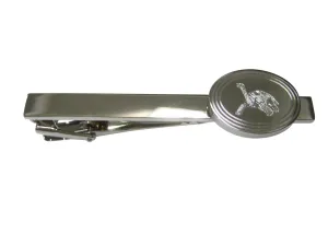 Silver Toned Etched Oval Tortoise Turtle Tie Clip