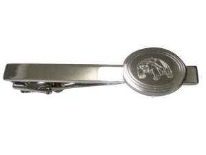 Silver Toned Etched Oval Turtle Tortoise Tie Clip