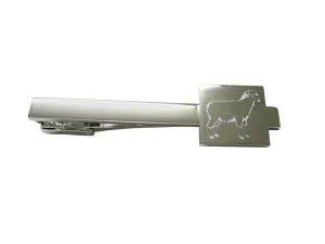 Silver Toned Etched Sheep Square Tie Clip
