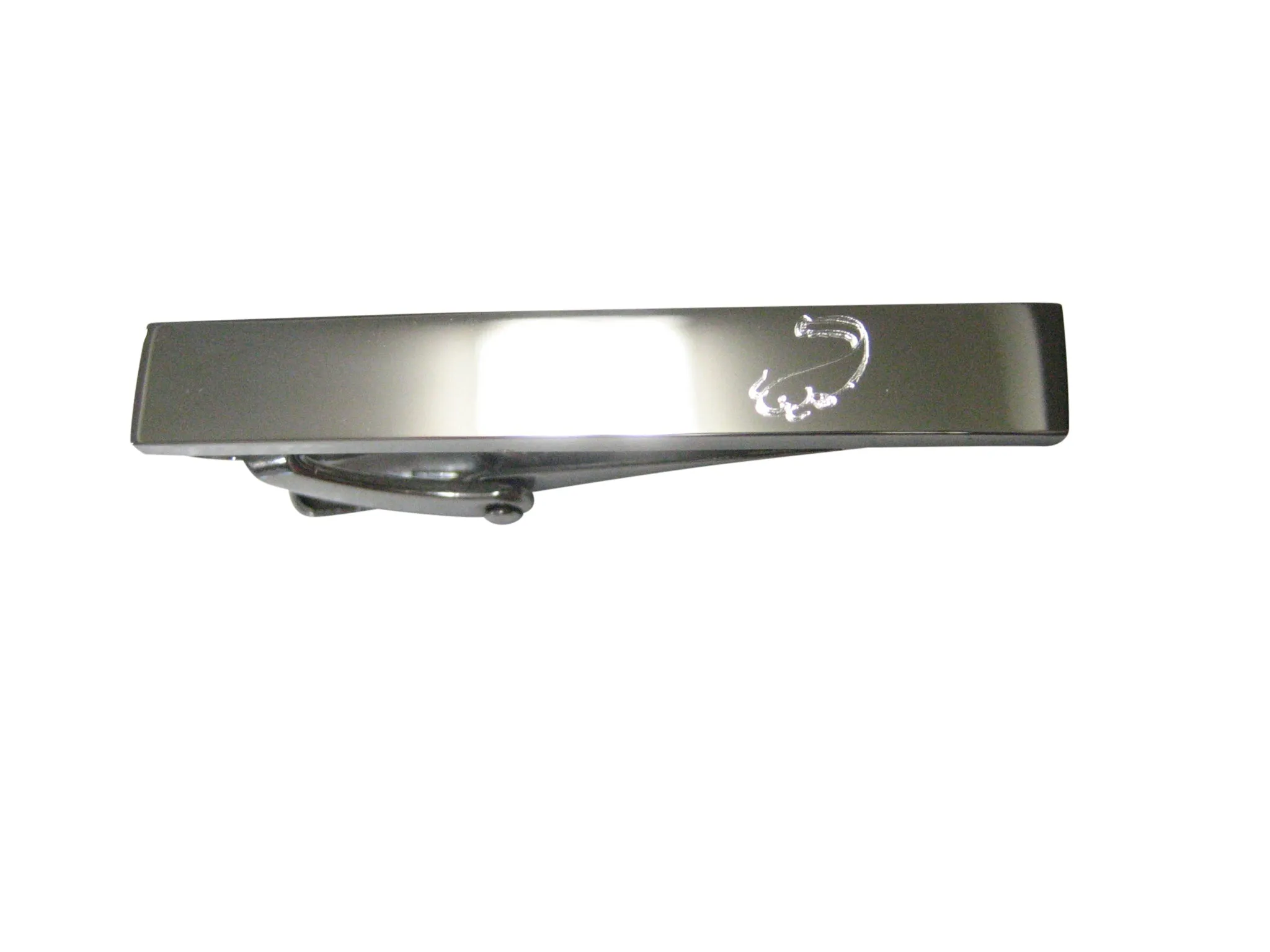 Silver Toned Etched Sleek Catfish Skinny Tie Clip
