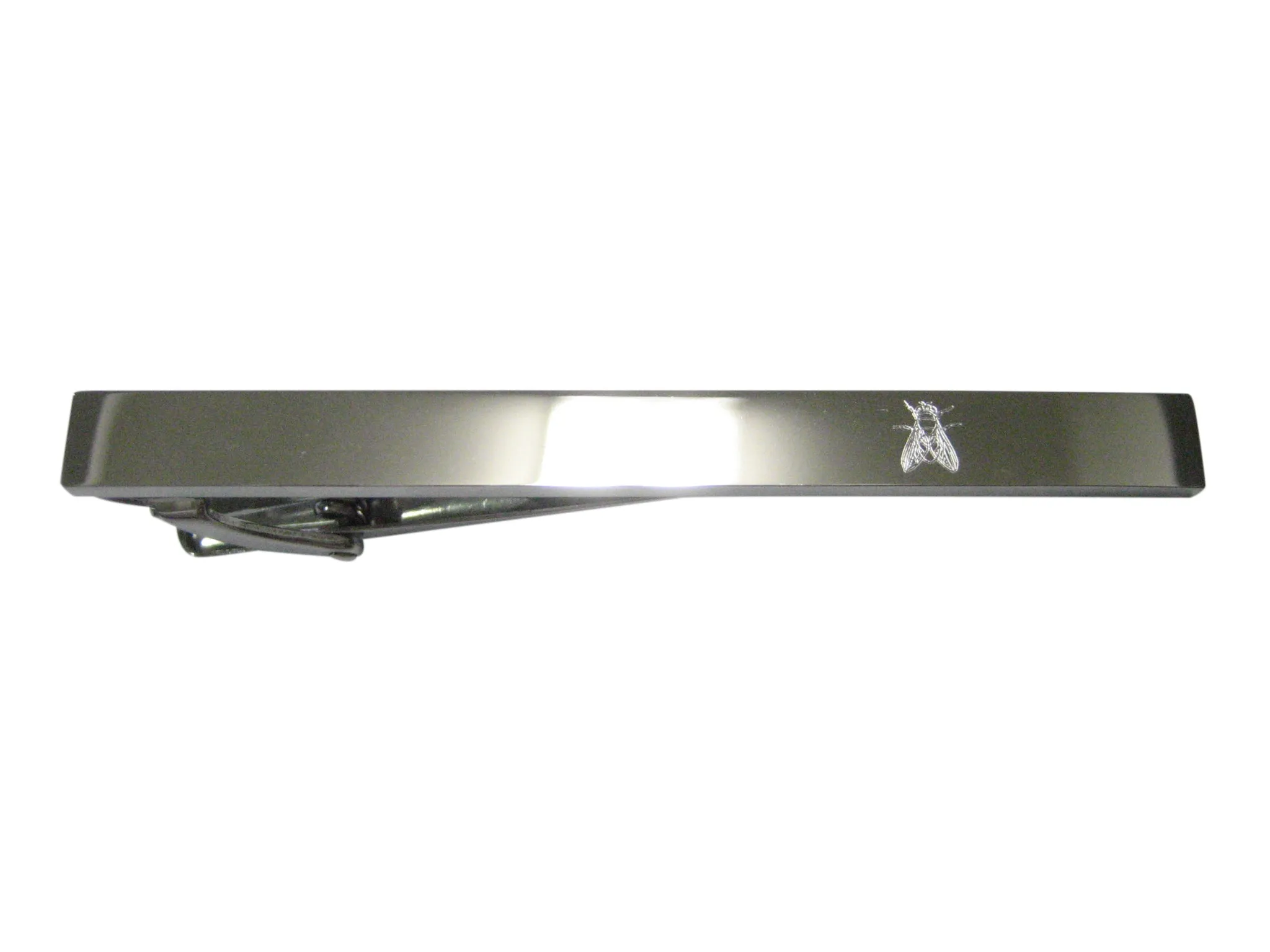 Silver Toned Etched Sleek Detailed Fly Bug Insect Tie Clip