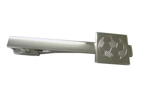 Silver Toned Etched Soccer Ball Tie Clip