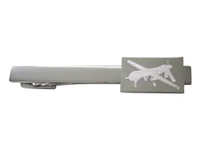 Silver Toned Etched Unmanned Aerial Vehicle UAV Drone Square Tie Clip