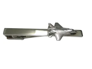 Silver Toned F35 Fighter Jet Plane Square Tie Clip