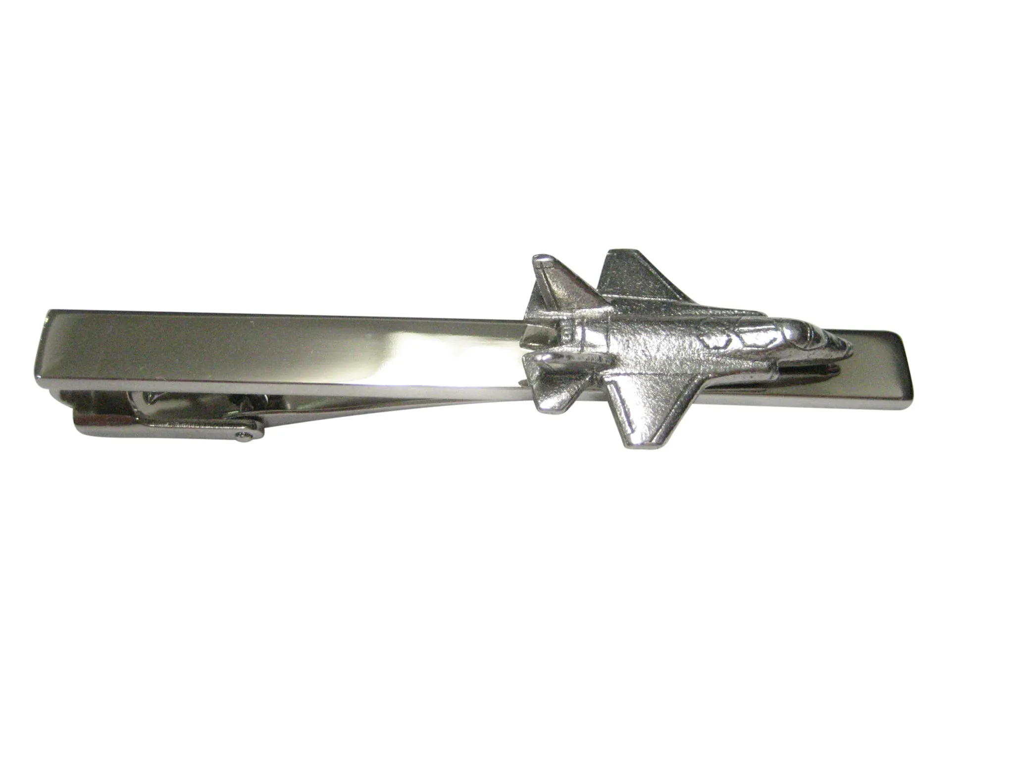 Silver Toned F35 Fighter Jet Plane Square Tie Clip