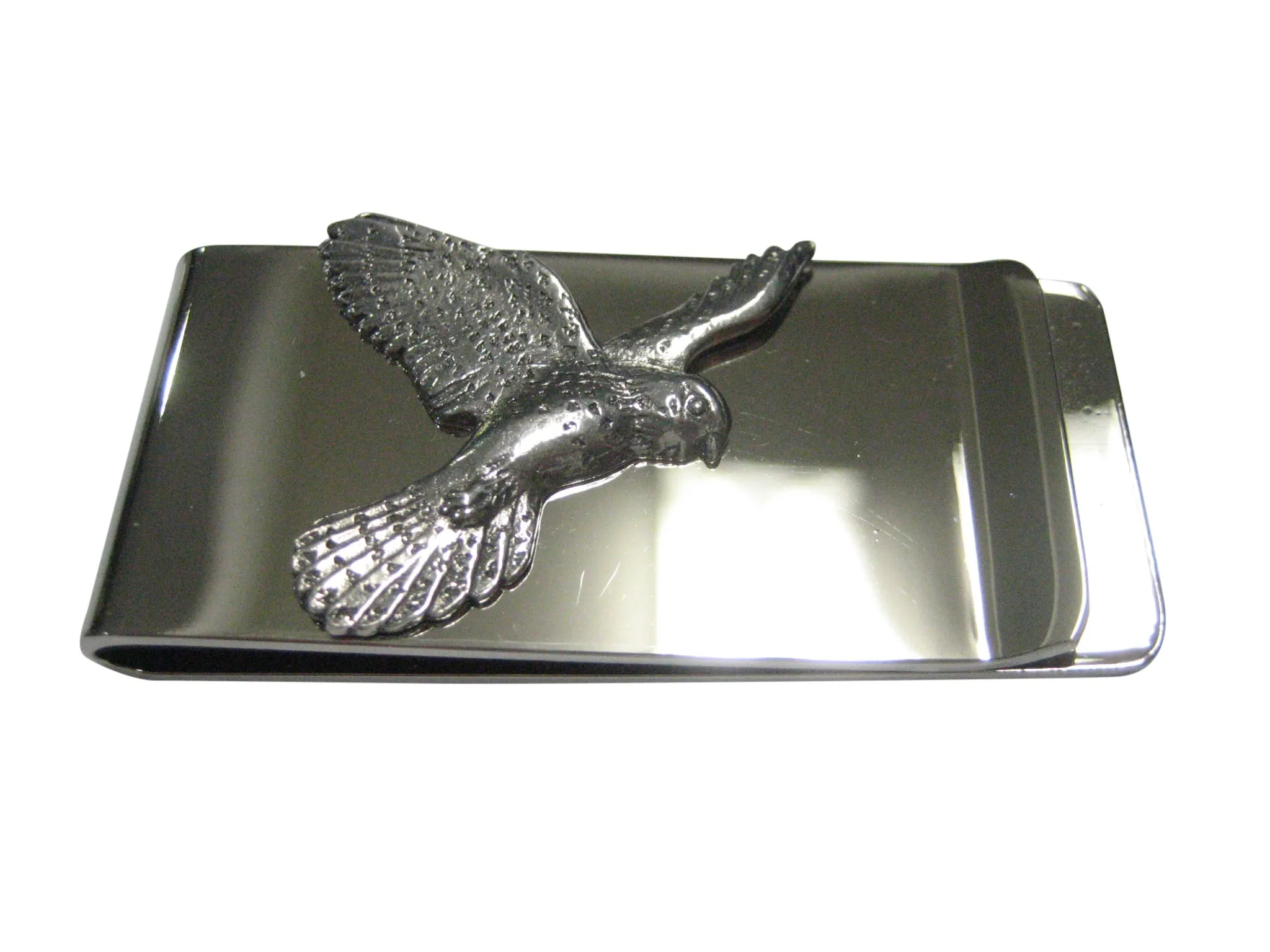 Silver Toned Flying Kestrel Bird Money Clip