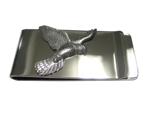Silver Toned Flying Kestrel Bird Money Clip