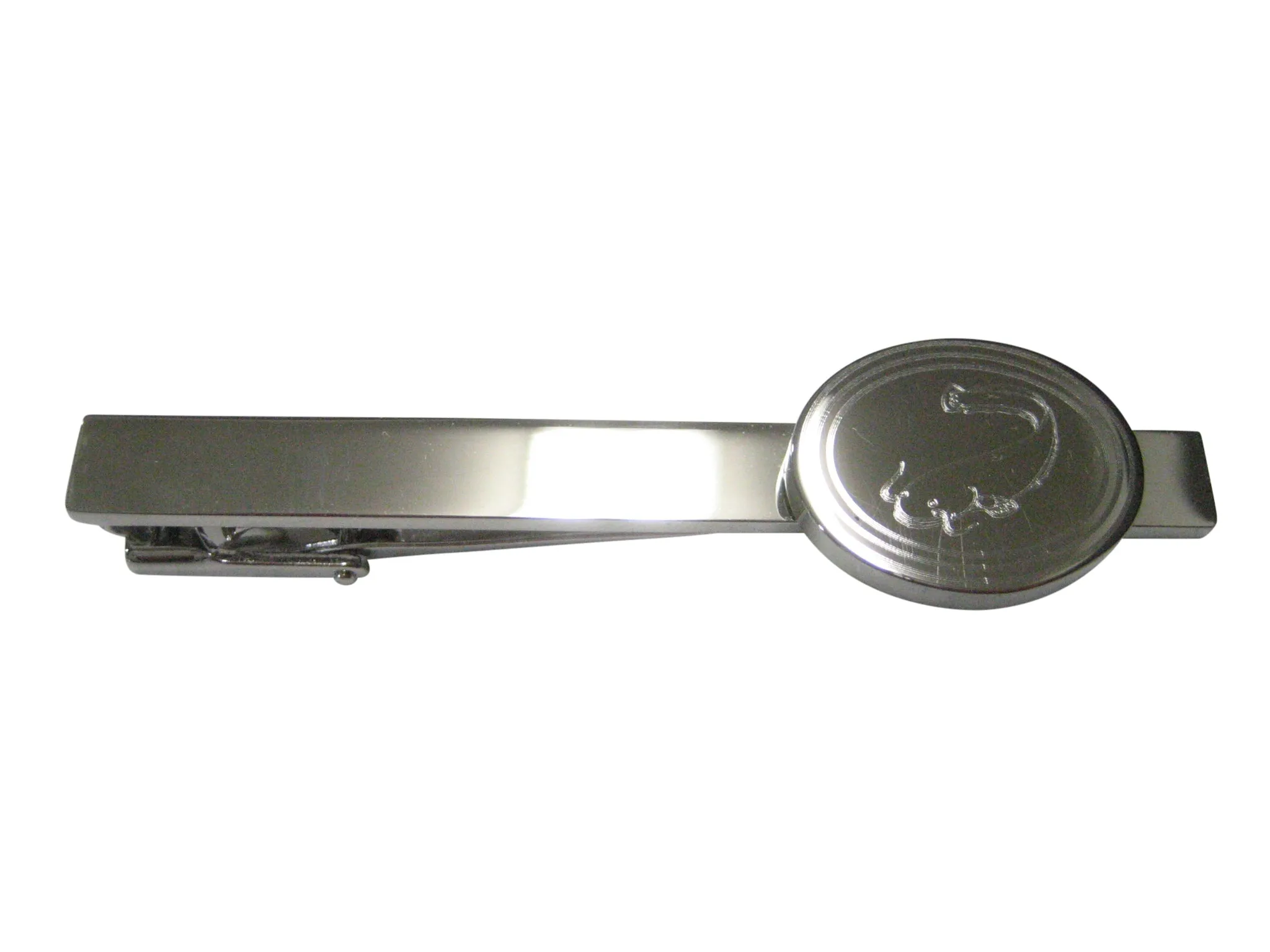 Silver Toned Oval Etched Catfish Tie Clip