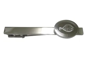 Silver Toned Oval Etched Flounder Halibut Flatfish Tie Clip