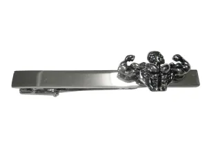 Silver Toned Powerlifting Body Builder Tie Clip