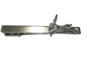 Silver Toned Textured Shiny Rabbit Hare Tie Clip