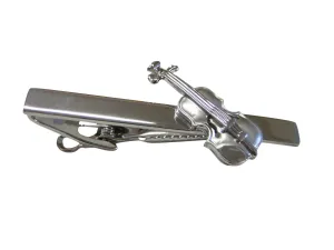 Silver Toned Violin Musical Instrument Tie Clips