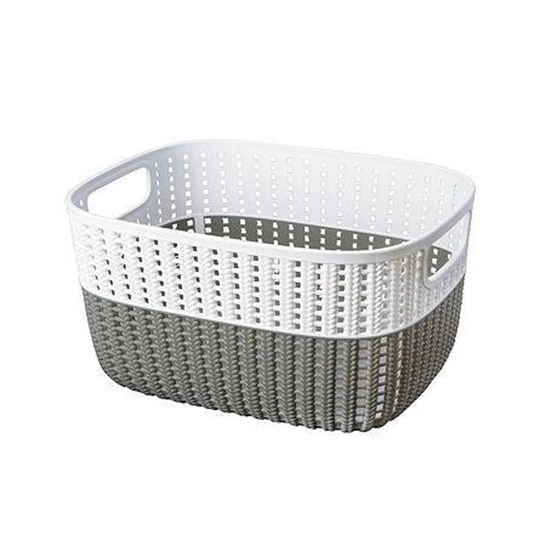 Simplify Small 2-Tone Decorative Storage Basket - Grey