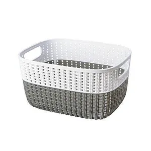 Simplify Small 2-Tone Decorative Storage Basket - Grey