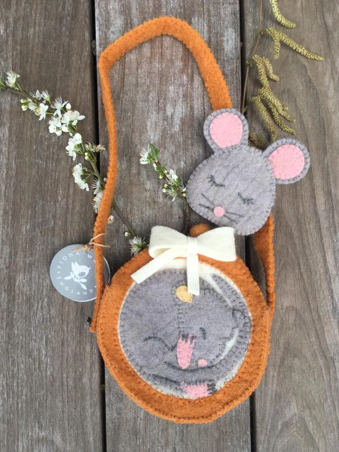Sleepy Mouse Felt Handbag