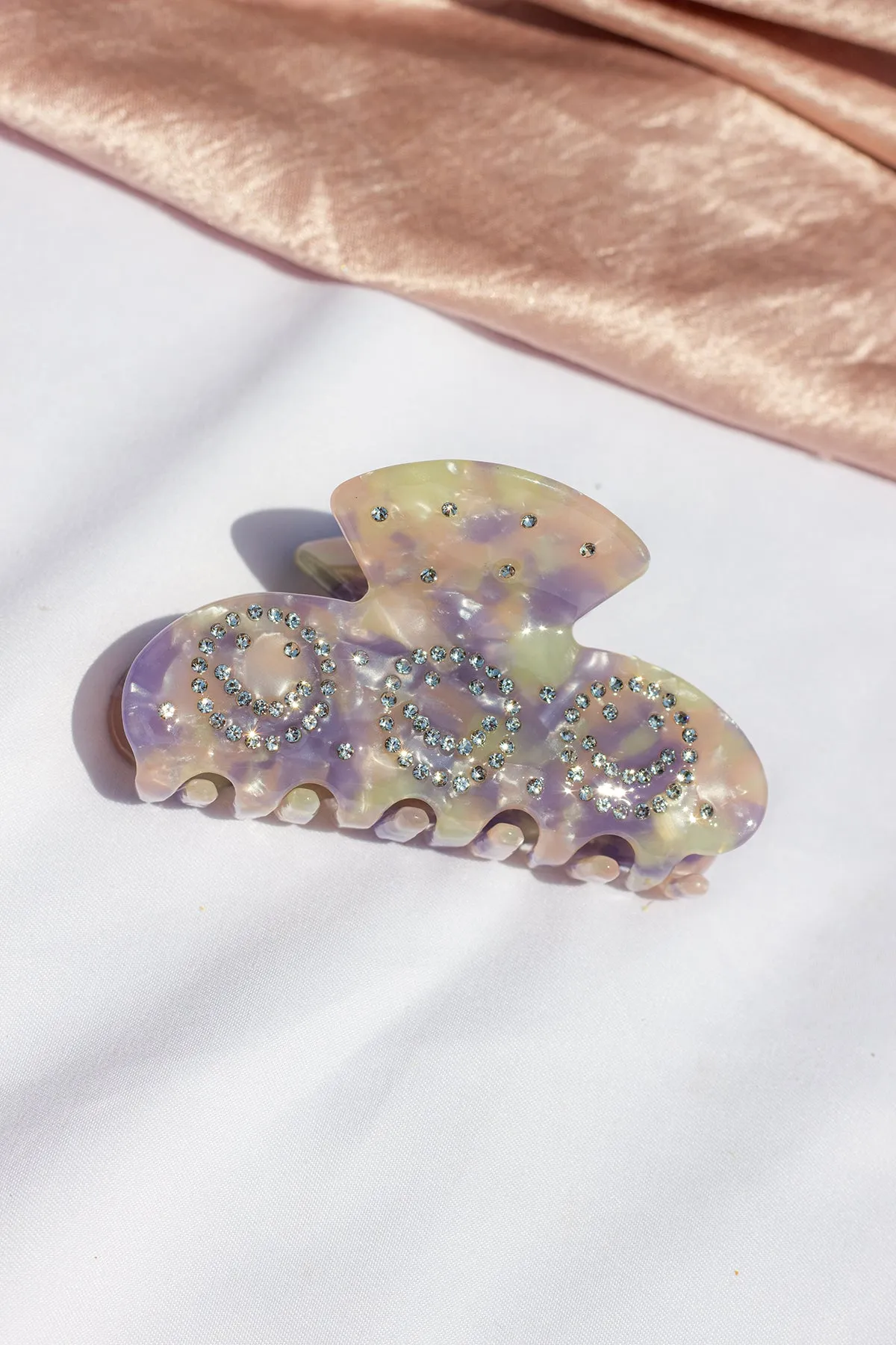 Smiley Face Diamante Claw Hair Clip