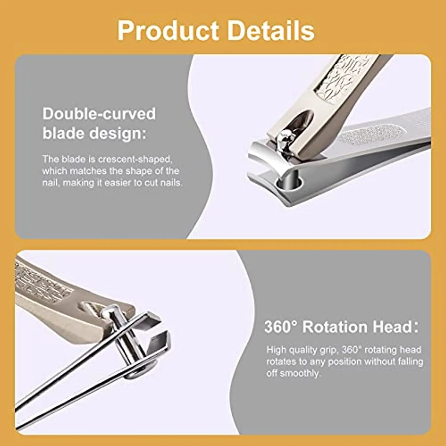 SOPOLISE Nail Clipper Set – Premium Carbon Steel Sharp Fingernails Clippers and Toenails Clippers with Nail File and Leather Case for Women and Men（3 PCS）