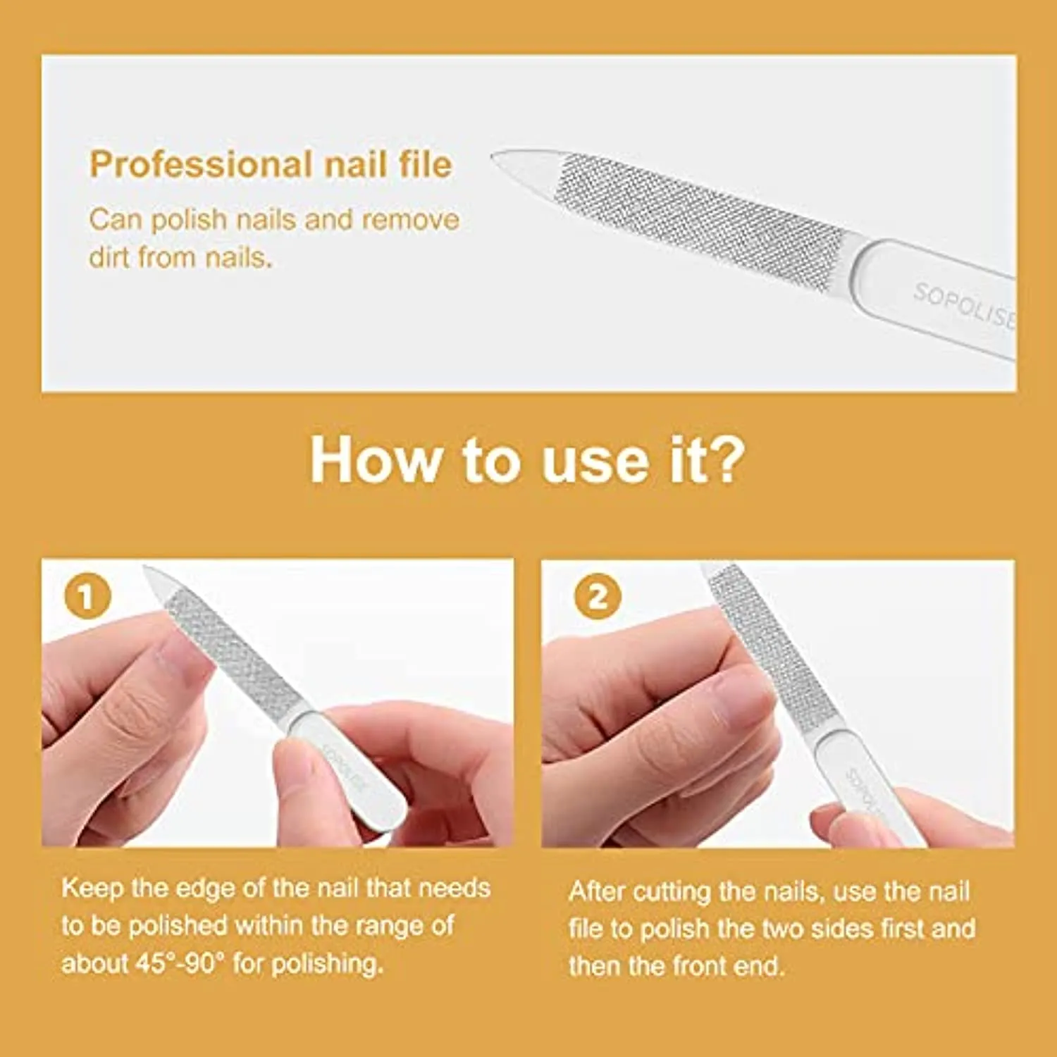 SOPOLISE Nail Clipper Set – Premium Carbon Steel Sharp Fingernails Clippers and Toenails Clippers with Nail File and Leather Case for Women and Men（3 PCS）